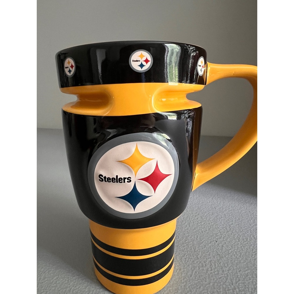 Pittsburgh Steelers Boelter Brands Ceramic Travel Mug with Lid NFL 2012 Yellow
